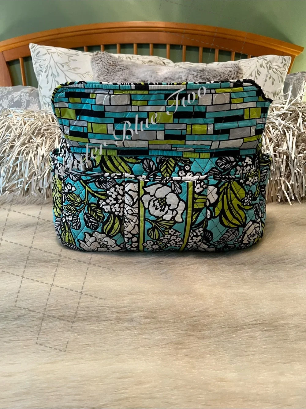 VERA BRADLEY Island Blooms 2012 Stroll Around Baby Diaper Bag Tote Turquoise